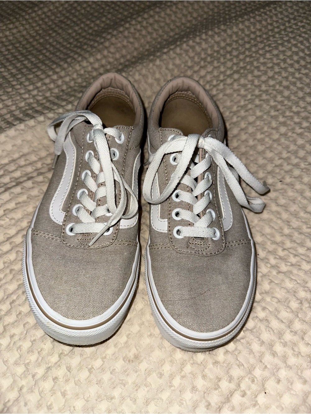 Vans Taupe Canvas Low-Top Sneakers with White Stripe